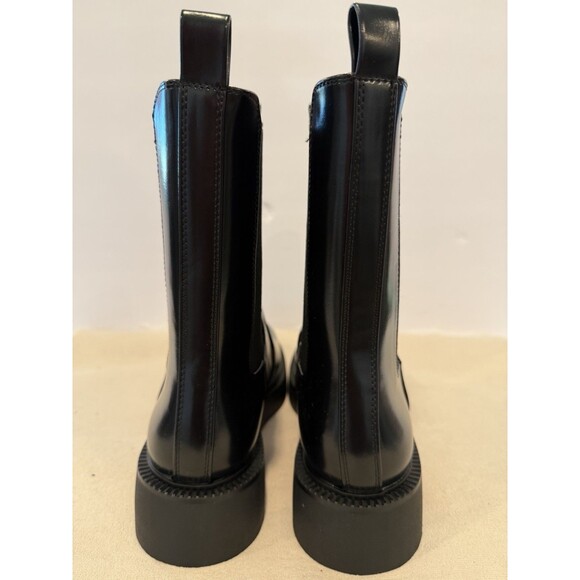 ZARA Women Chunky Sole Black Faux Leather Chelsea Ankle Boots US 8 EUR 39 - Picture 9 of 13